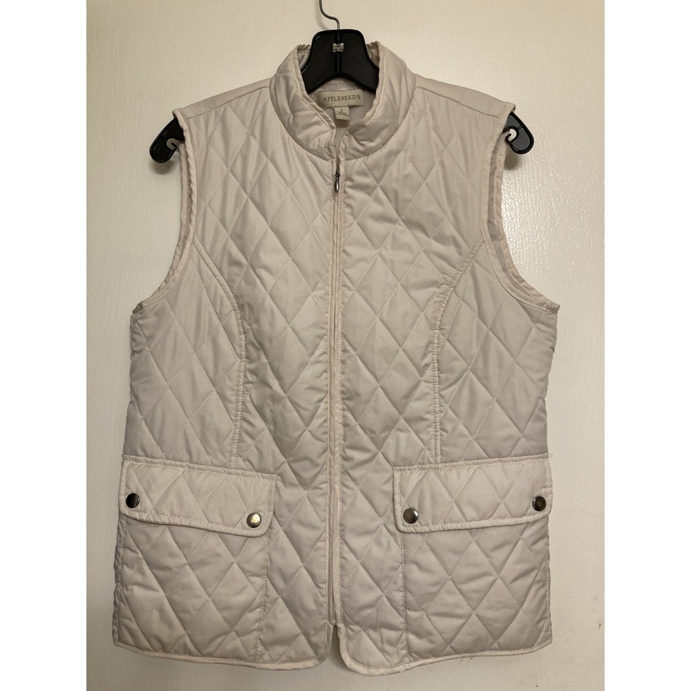 Appleseed Women's Vest Size Small Size Baige Zip Front